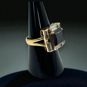 Hollywood Collection Simulated Diamond 925 Sterling Silver Gold Ring Sz 8 QVC